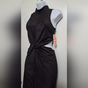 Gianni Bini Elegant Black Sparkly Sleeveless Dress With Cut-outs XS NWT